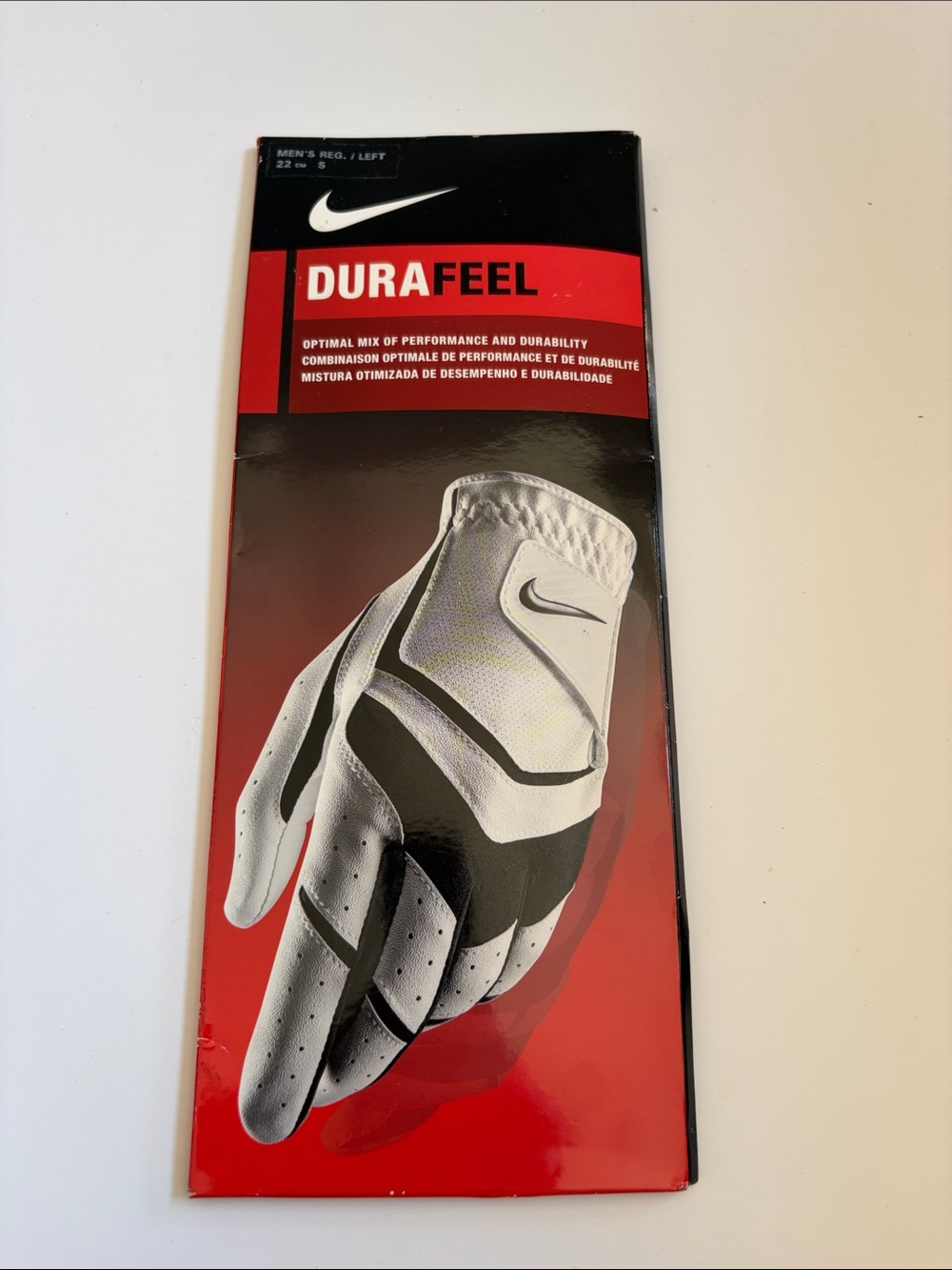 Nike DuraFeel Men's White and Black Golf Glove (Left)